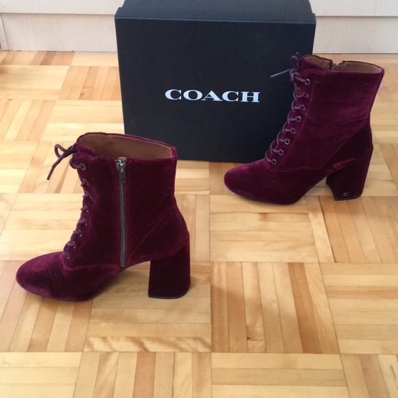 Authentic Edie Velvet Coach Boots🍷 - Picture 2 of 7